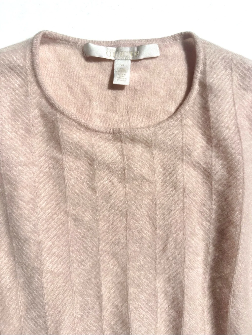 Nordstrom 100% Cashmere Brushed Soft Knit Crewneck Sweater, Light Blush Pink, XS